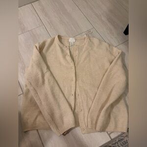 H&M Women's Beige Cardigan Sweater Size M